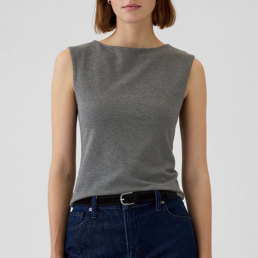 GAP Gray Fitted Modern Boatneck Top